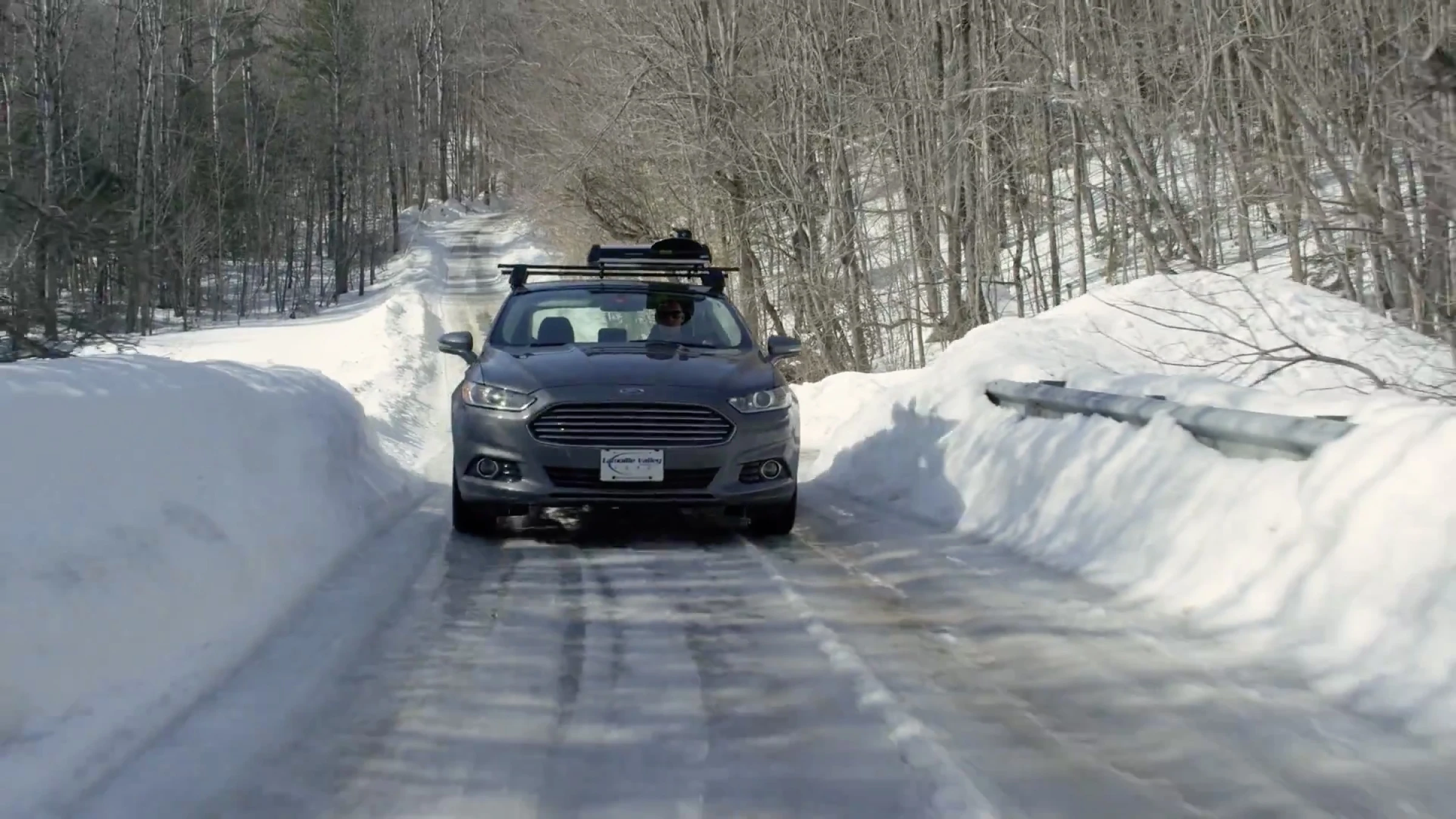 Drive Electric Vermont Ford Fusion snowy road